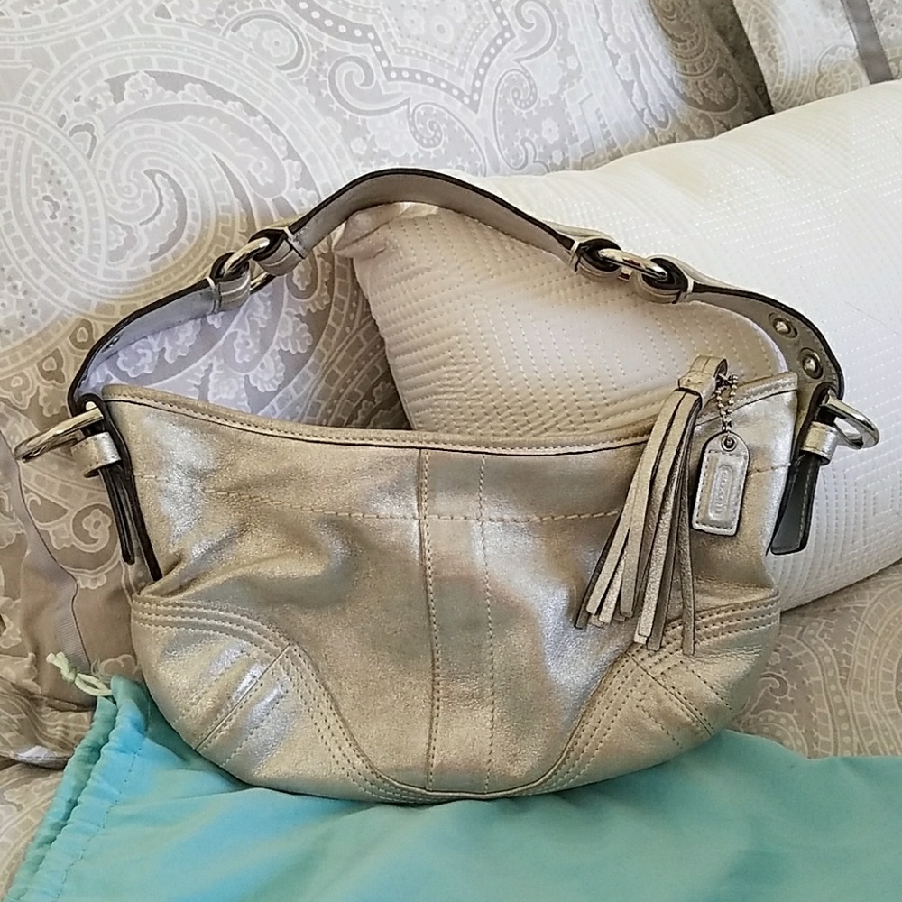 Coach silver metallic bag